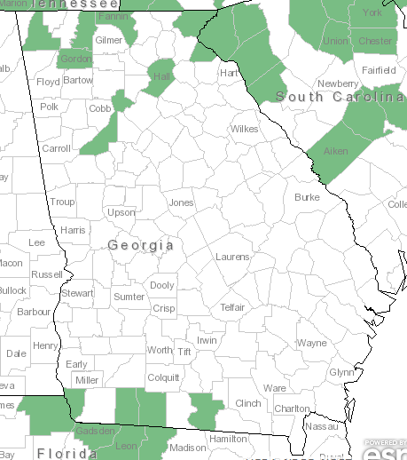 The Georgia range of Ambrosia trifida